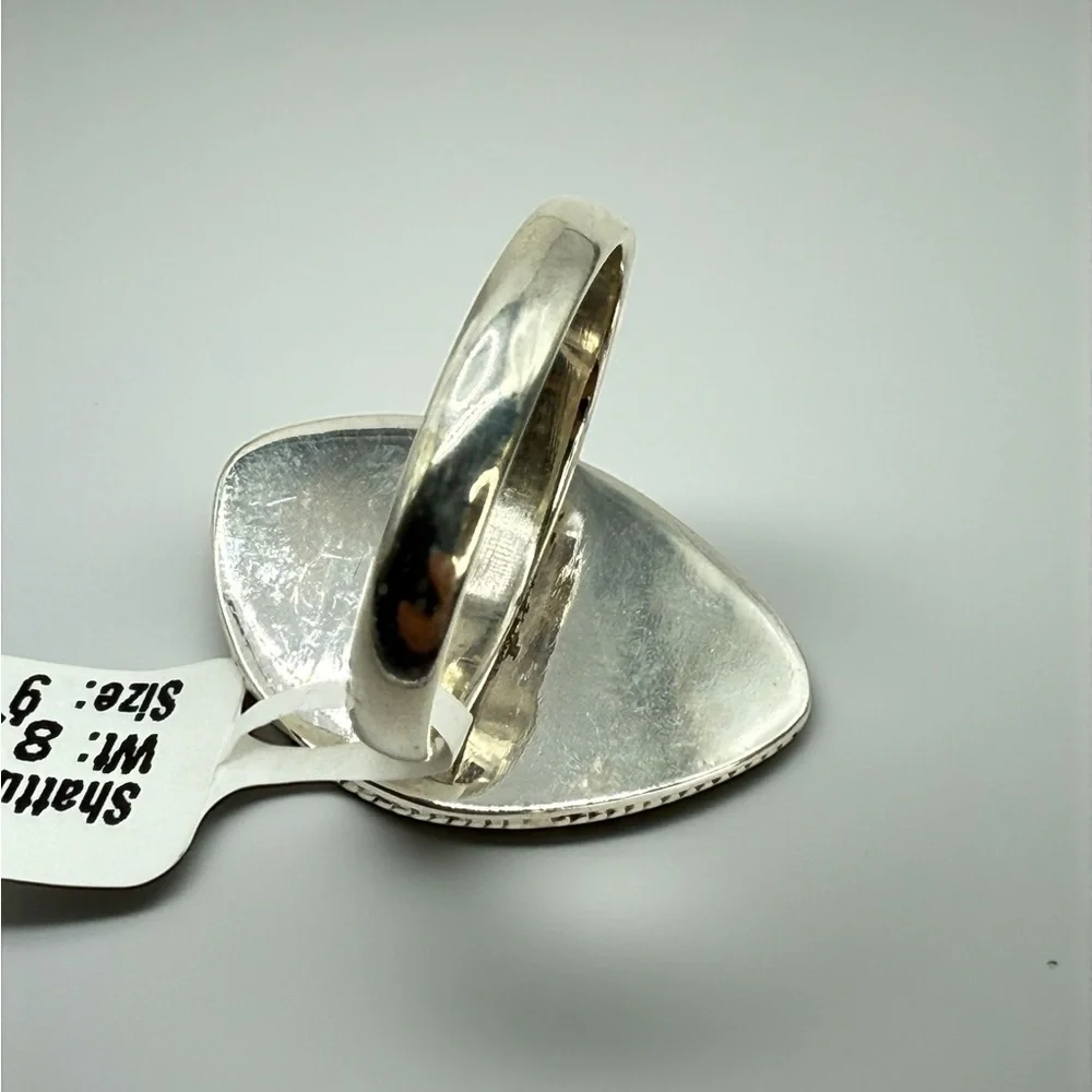 Genuine Shattuckite Statement Ring – 925 Sterling Silver – Boho Caribbean Chic